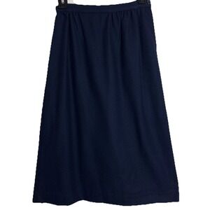 VTG Pendleton 100% Virgin Wool Midi Pencil Skirt Women 10 Navy‎ Blue USA Classic